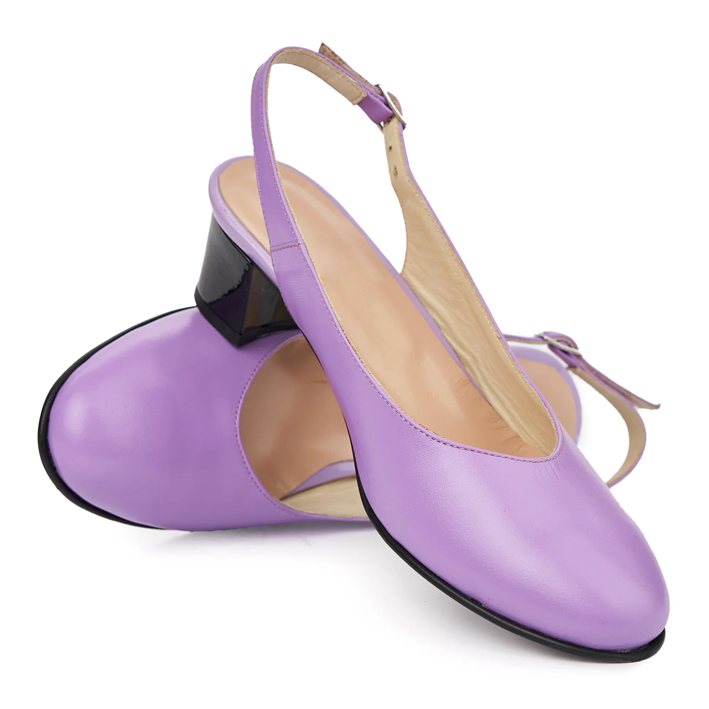 Sandale elegante din piele naturala lila 5422 - Image 4