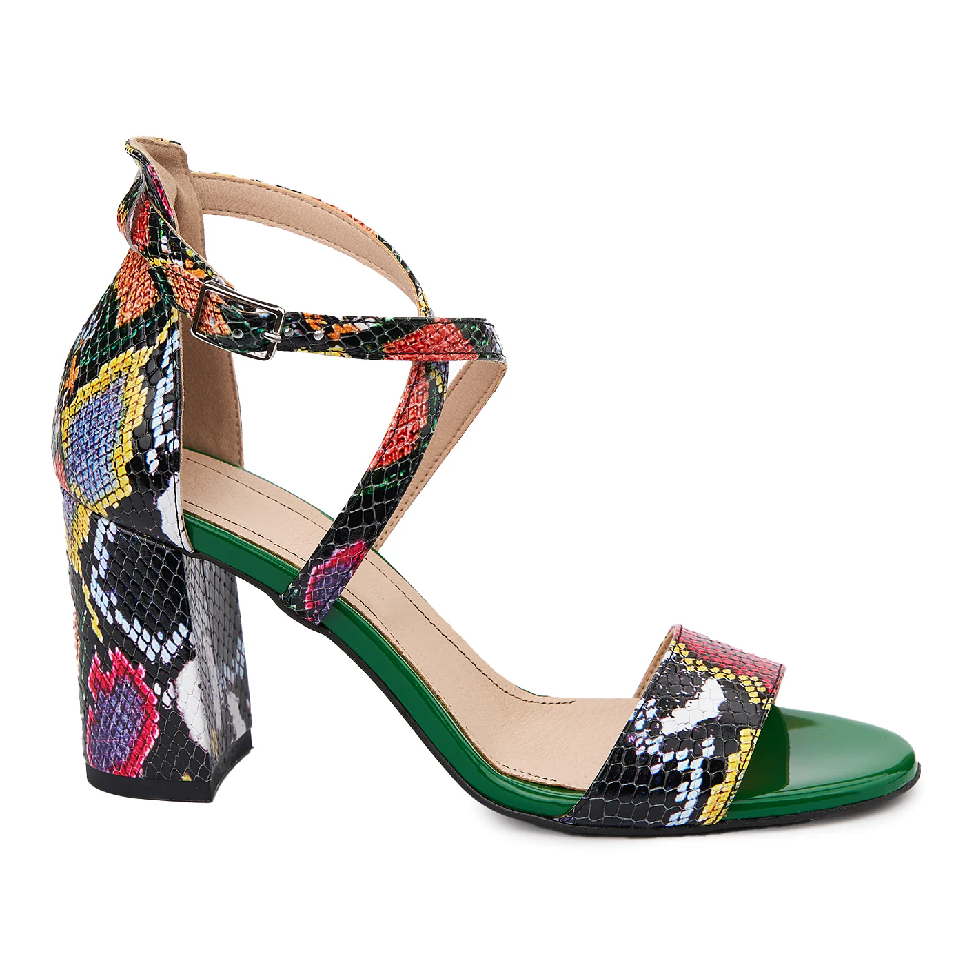 Sandale Elegante Din Piele Naturala Model Sarpe Multicolor 5472