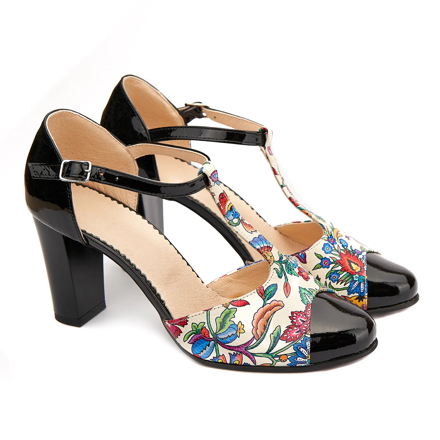 Sandale elegante din piele naturala model floral 5210 - Image 2
