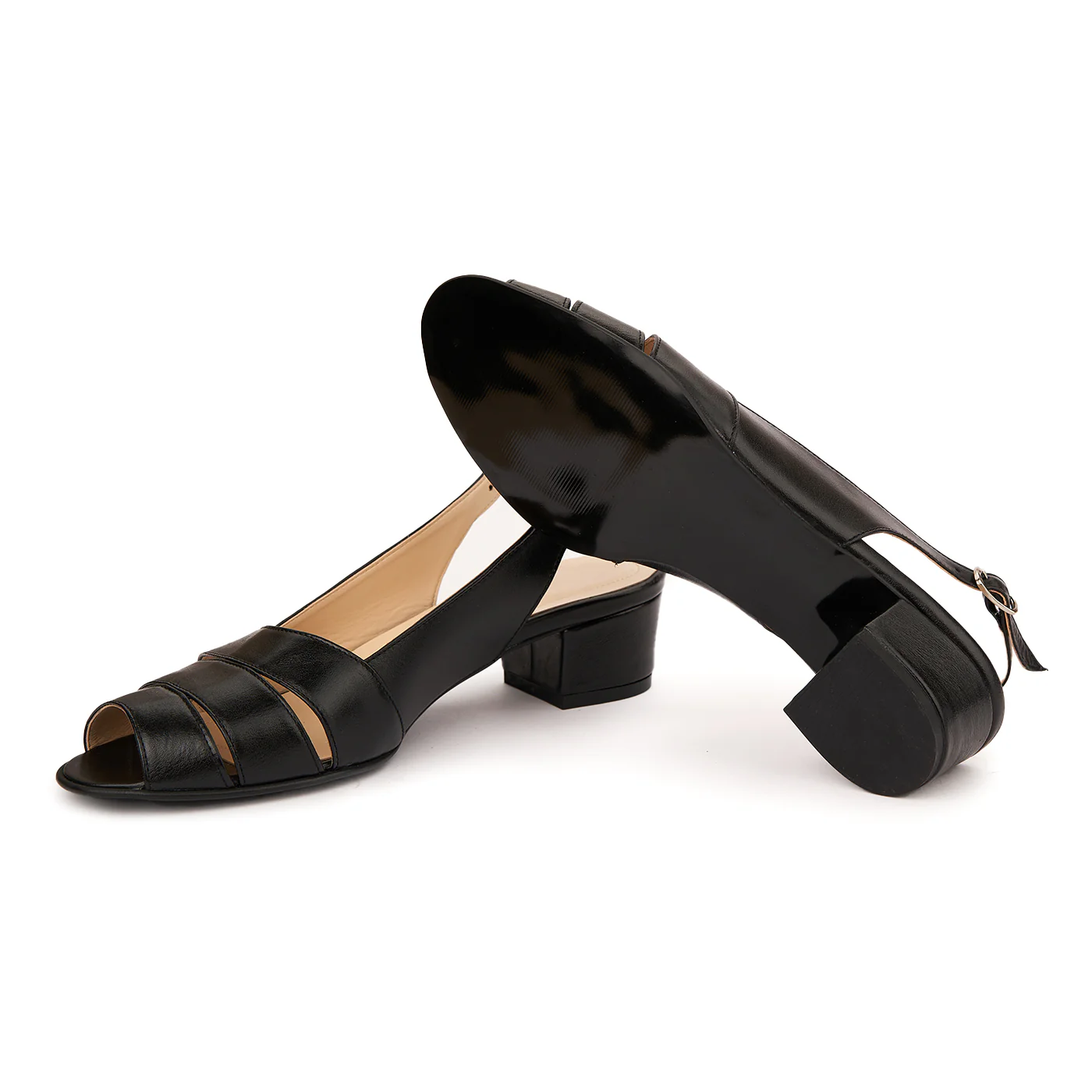 Sandale elegante din piele naturala neagra cu toc mic 5527 - Image 3