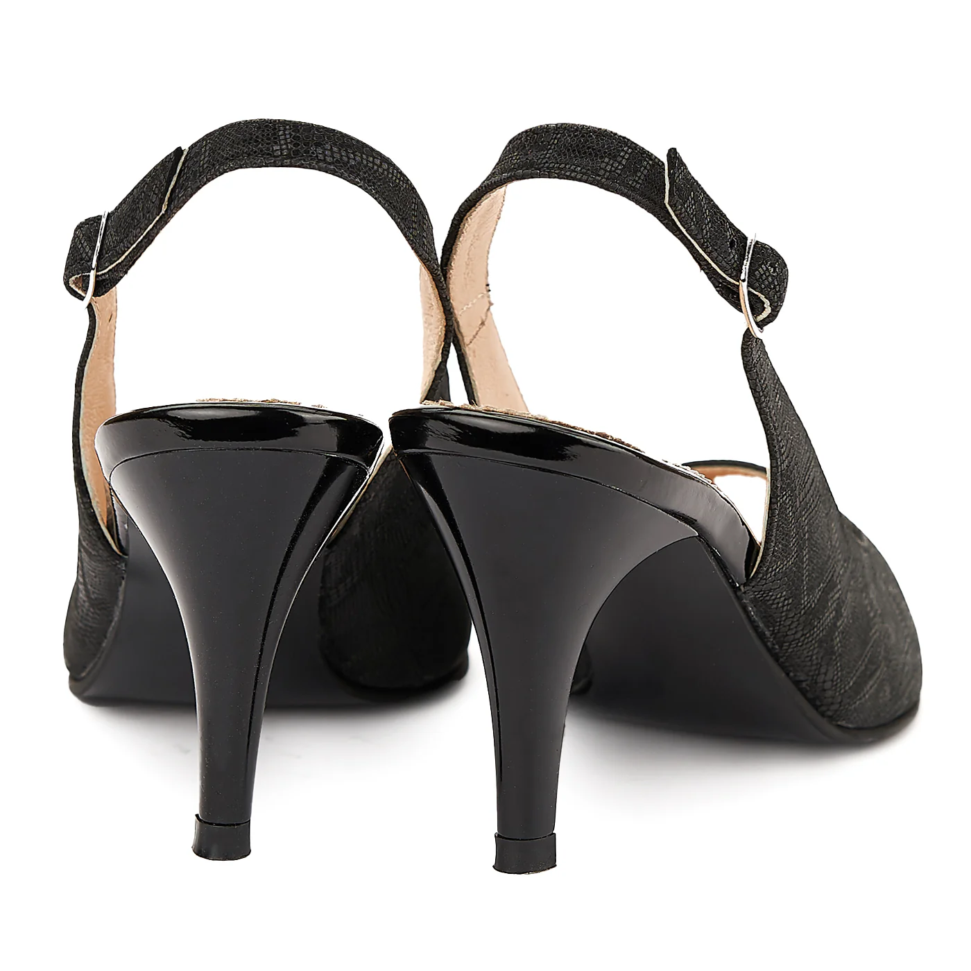 Sandale elegante din piele naturala neagra toc subtire 5037 - Image 3