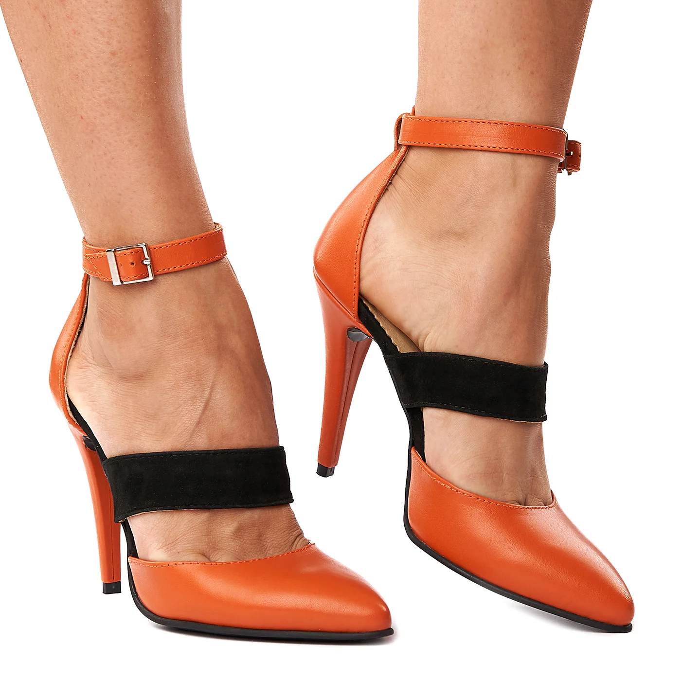 Sandale elegante din piele naturala orange 5250 - Image 2