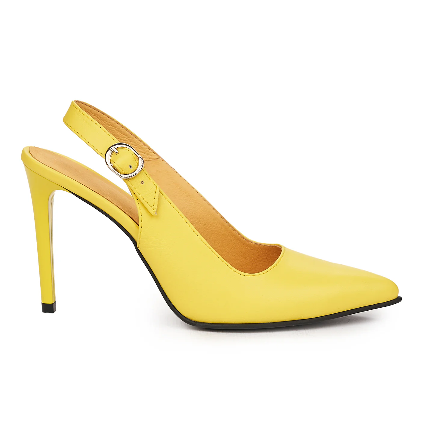 Sandale elegante din piele naturala portocalie cu toc subtire 9034