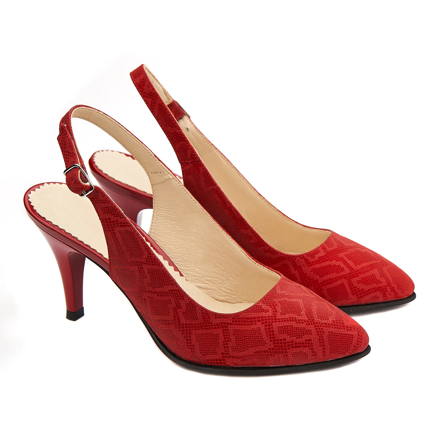 Sandale elegante din piele naturala rosie 5202 - Image 2