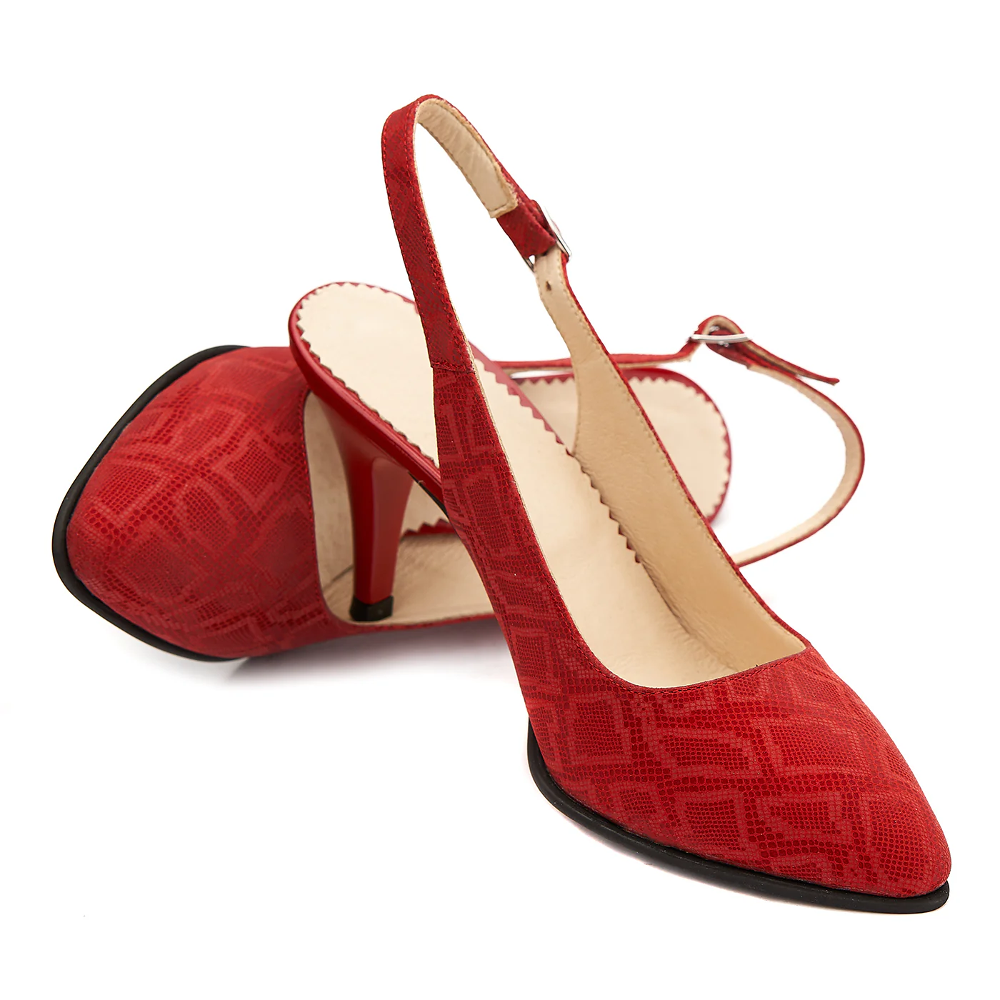 Sandale elegante din piele naturala rosie 5202 - Image 5