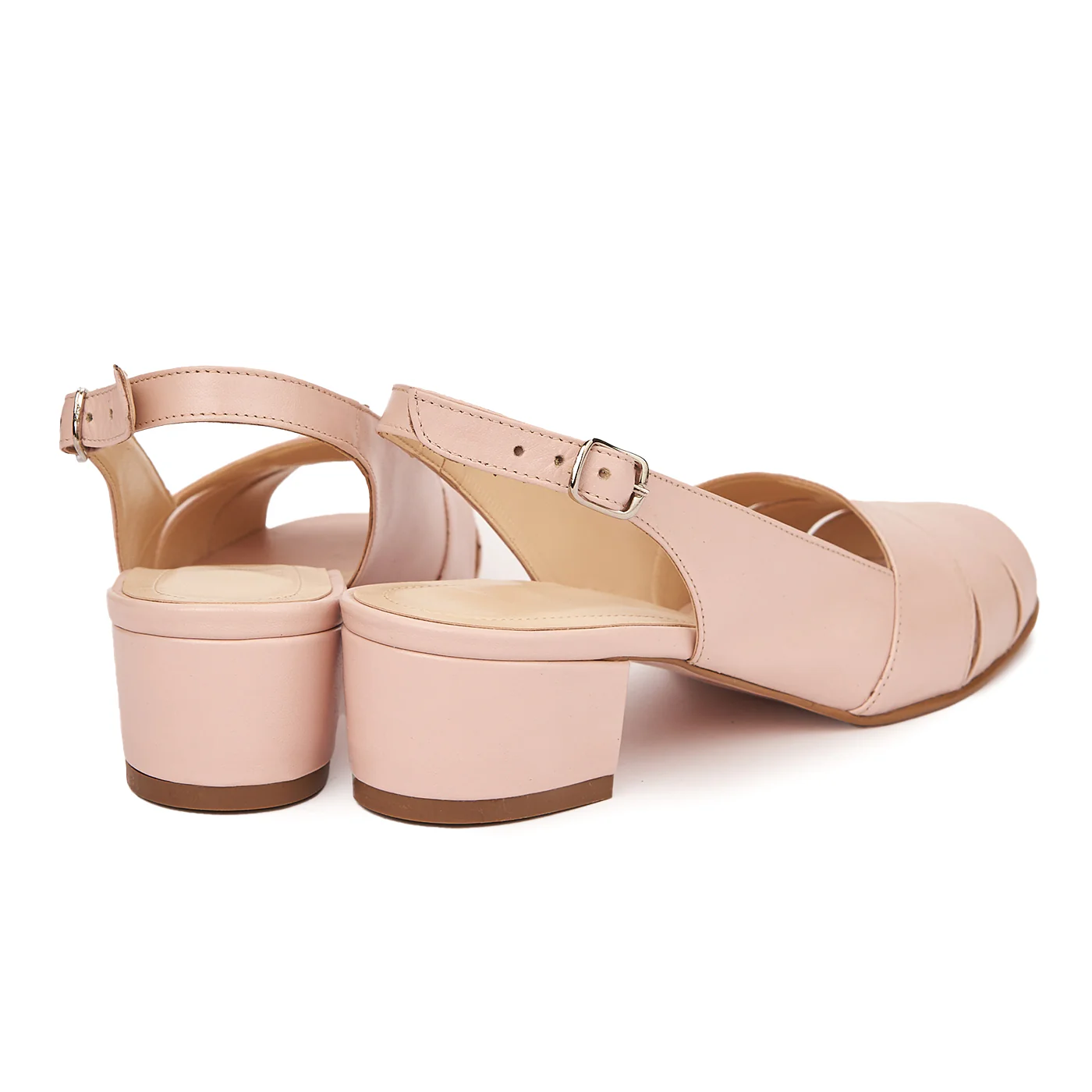 Sandale elegante din piele naturala bej cu toc mic 5531 - Image 2