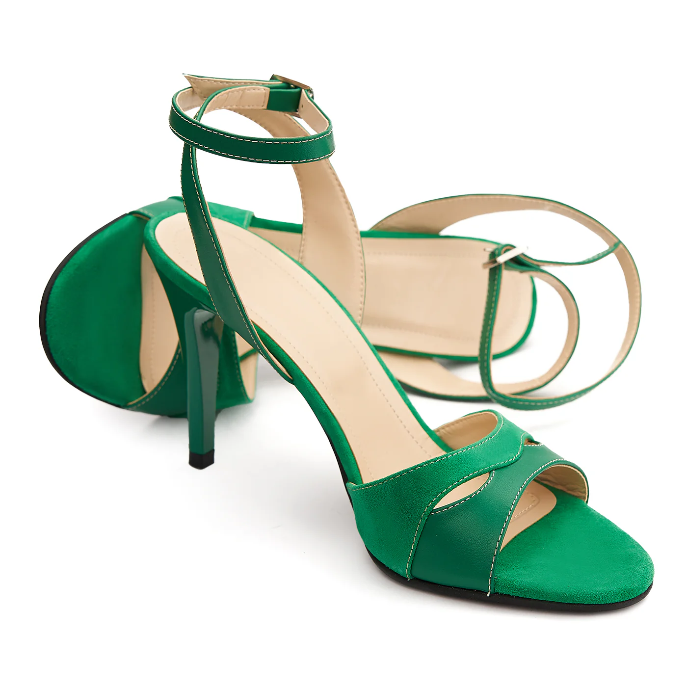 Sandale elegante din piele naturala verde 5172 - Image 4