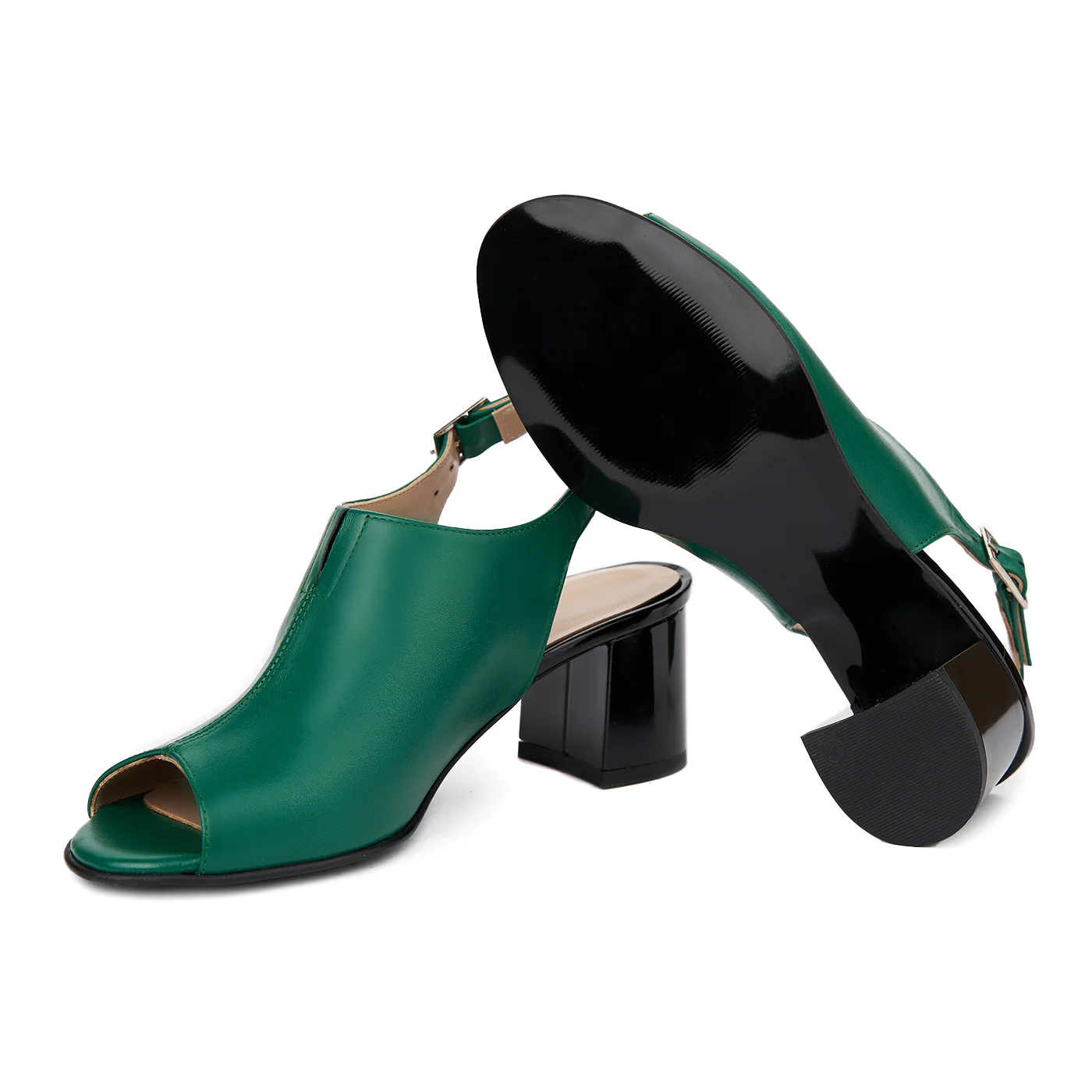 Sandale elegante din piele naturala verde 5410 - Image 3