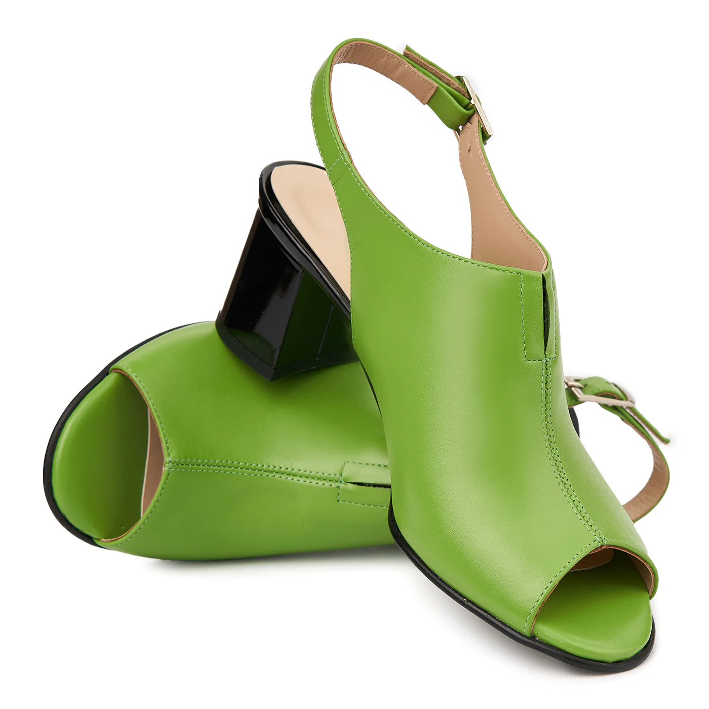 Sandale elegante din piele naturala verde 5433 - Image 4
