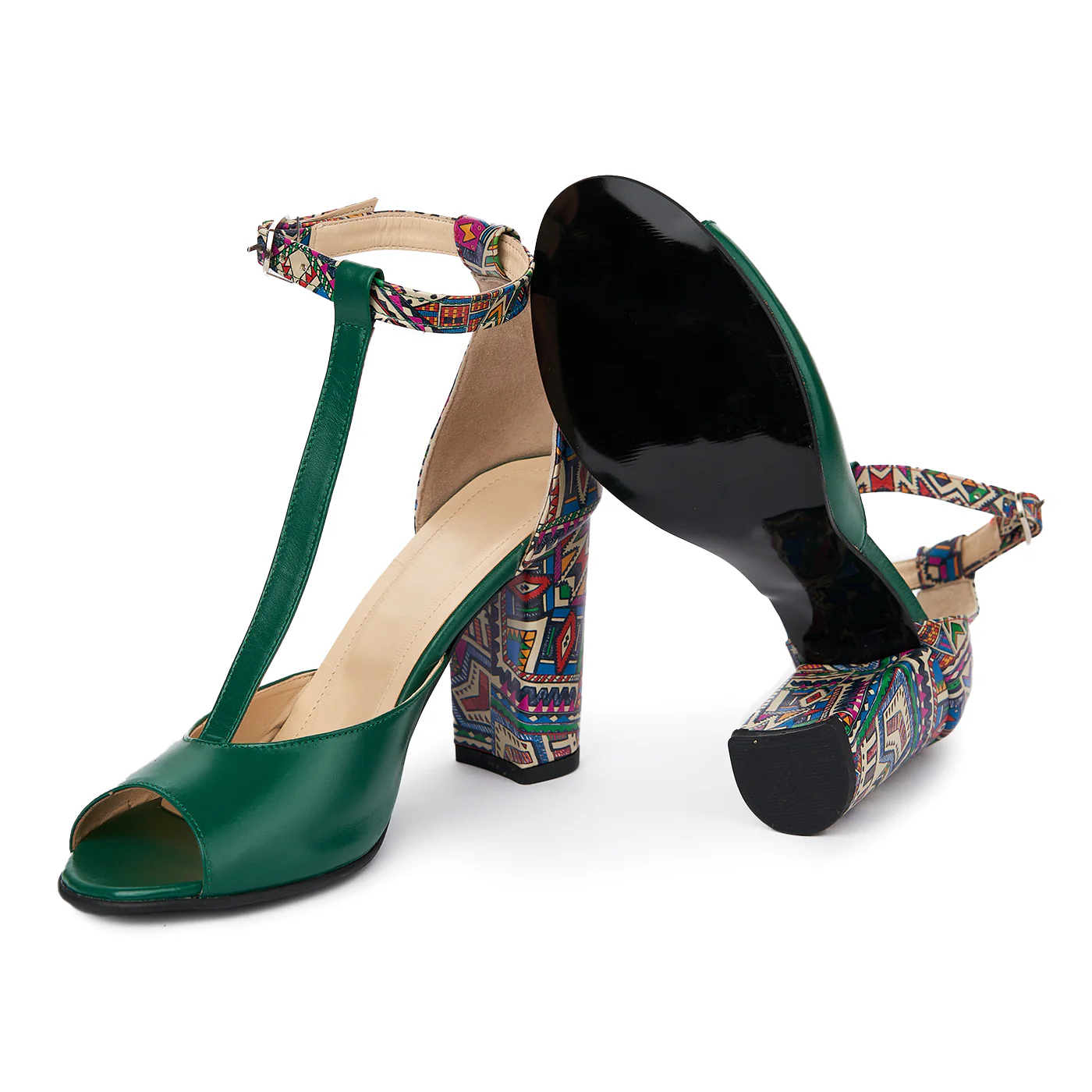 Sandale elegante din piele naturala verde 5594 - Image 3