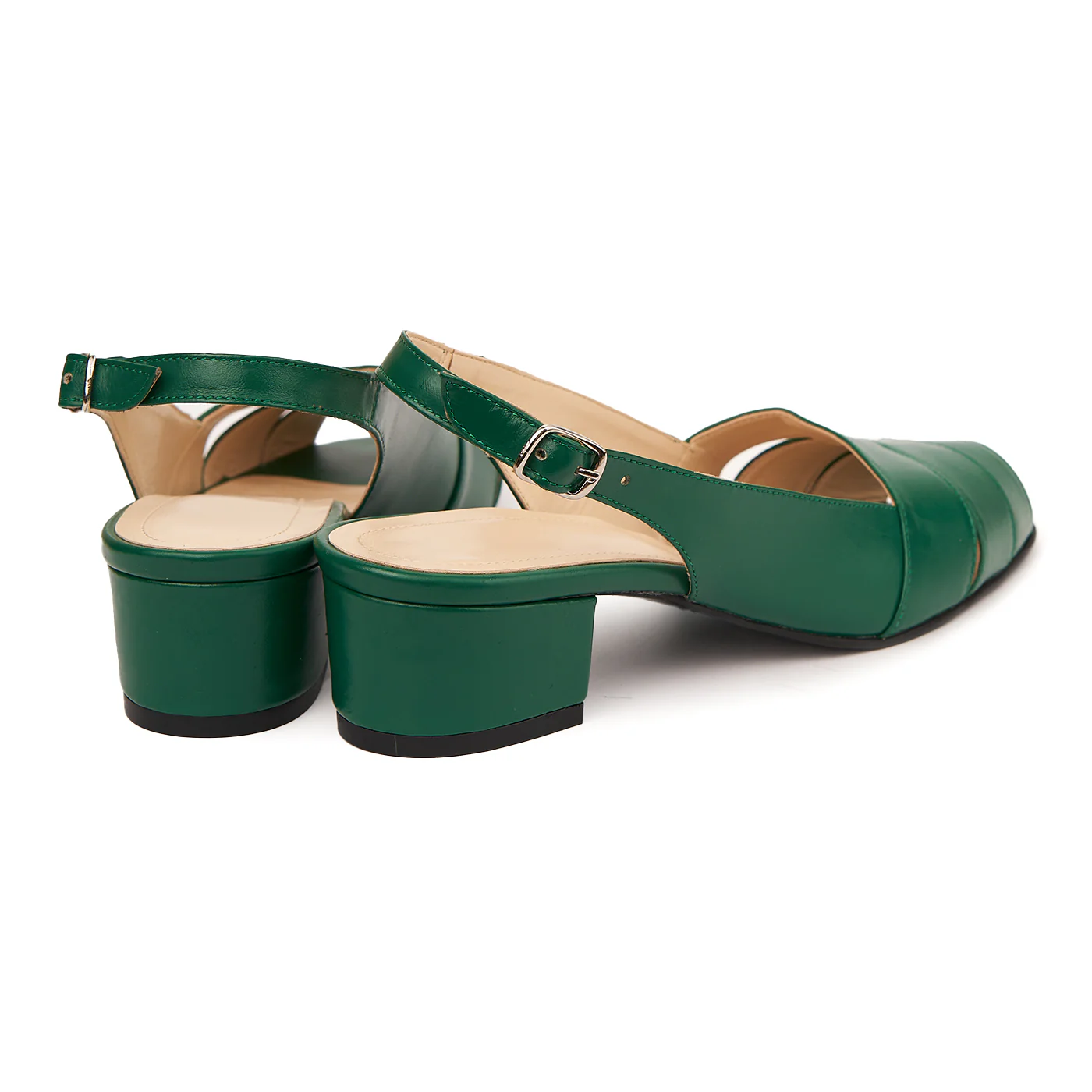 Sandale elegante din piele naturala verde cu toc mic 5528 - Image 2