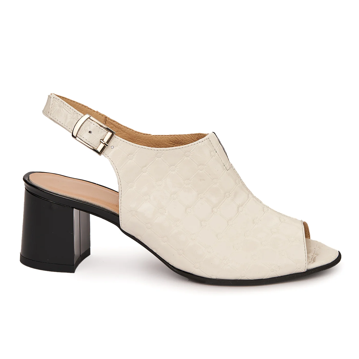 Sandale elegante toc gros din piele naturala bej 5518